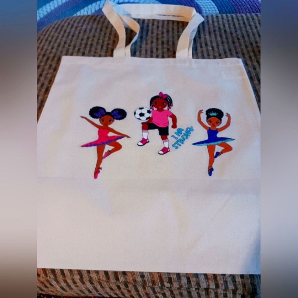 Colorful Tote Bag with Dancing Girls Design